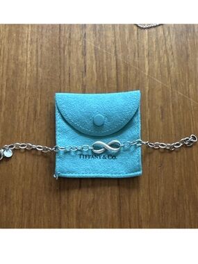 Tiffany & Co. Silver Infinity Link Bracelet with Tiffany Blue Pouch